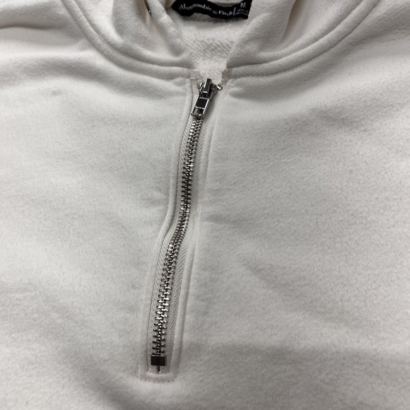 Abercrombie & Fitch Y2K Quarter Zip Jacket Cozy White Women's Medium Long Sleeve - Picture 5 of 10